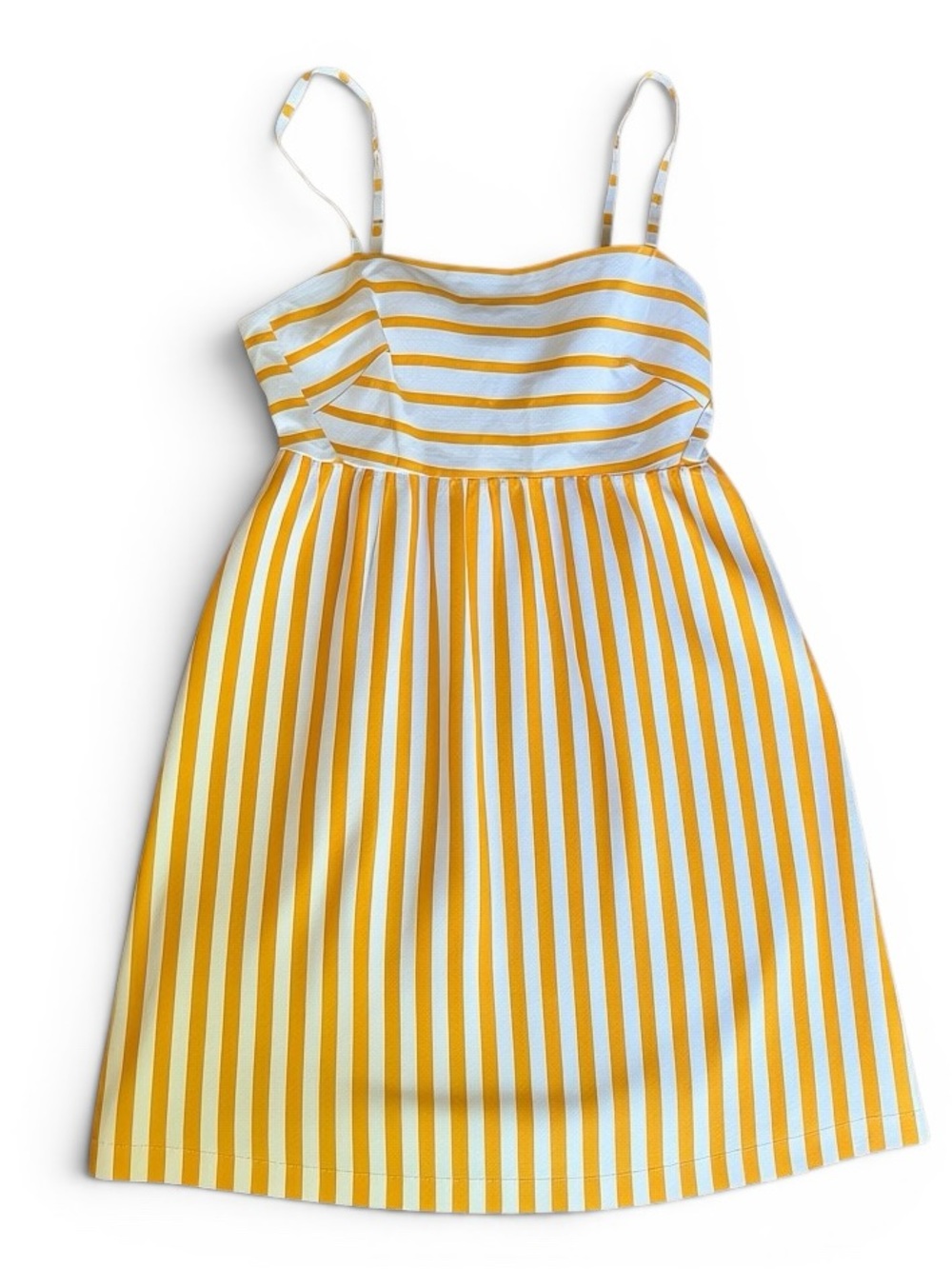 NWT J. Crew Factory Tie-Back Marigold/White Cotton Sundress Size 2 - Picture 2 of 16